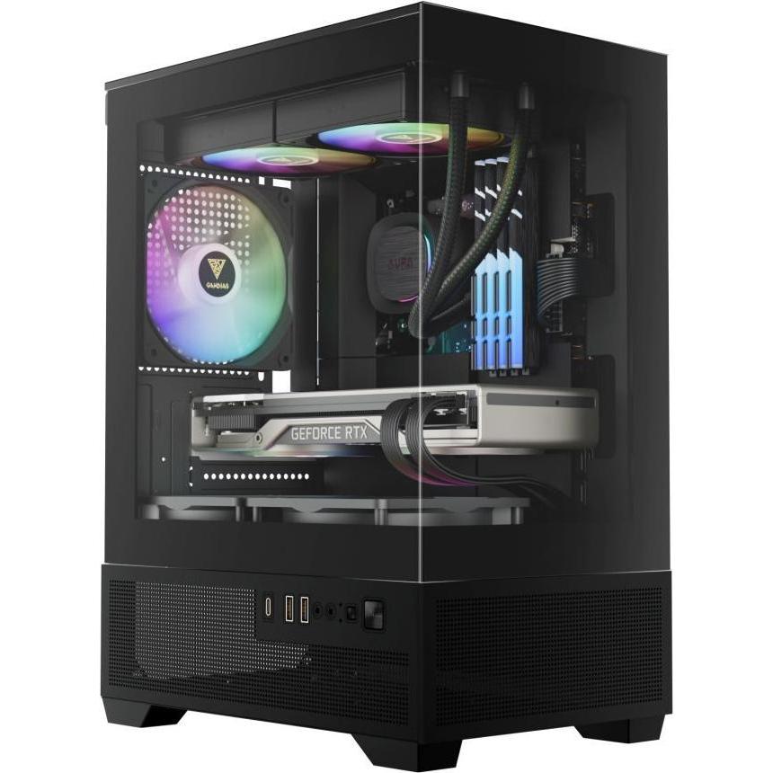 Gamdias Boitier Mini Tour Micro ATX Aura GC9M Elite RGB avec panneaux vitrés (Noir), Case PC, Nero