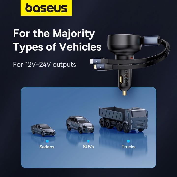 Image du produit Baseus Car Charger Enjoyment USB-C with USB-C cable and Lightning  60W