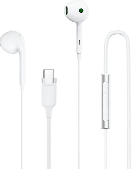 Actual product image Acefast - Wired Earphones (L7) - Type-C, Half-In-ear, with HD Microphone, Flexible, 1.2m - White (Cable)