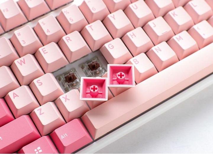 Actual product image Ducky One 3 Gossamer Pink TKL Gaming Keyboard - MX-Ergo-Clear (US) (US, Cable)