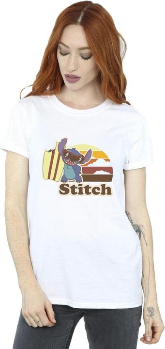 Actual product image Disney Womens/Ladies Lilo And Stitch Bitten Surfboard Cotton Boyfriend T-Shirt (XL)