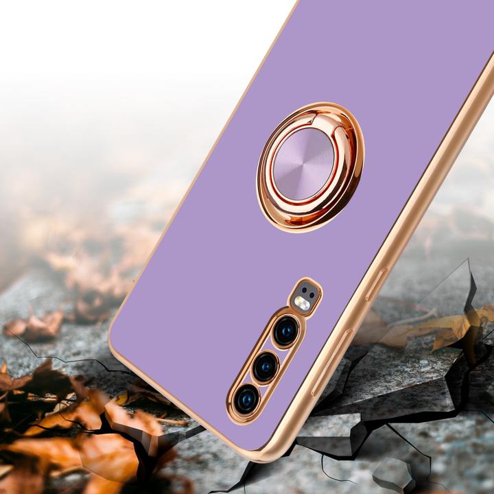 Actual product image Cadorabo Case for Huawei P30 in TPU with camera protection and ring LM089 Style (Huawei P30)