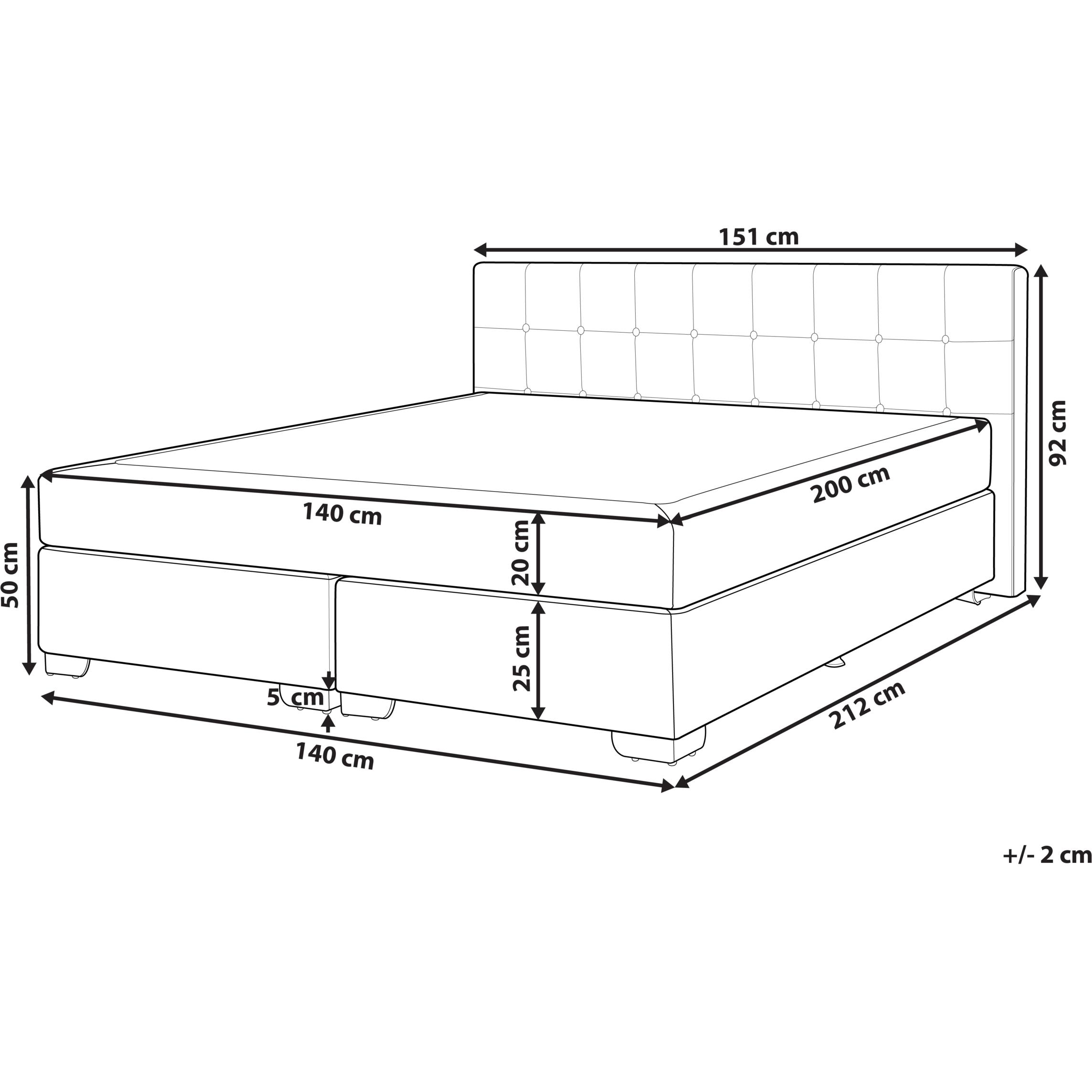 Thumbnail - Beliani, Boxspringbett, Admiral (140 x 200 cm)