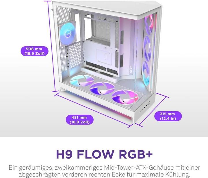 Productafbeelding NZXT H9 Flow RGB+ (ATX, Micro ATX (mATX), Mini-ITX)