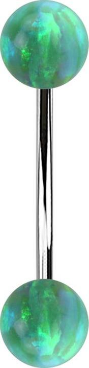 Immagine prodotto Star Piercing Micro banana argento con due sfere verde opale (senza ottone, Acciaio chirurgico 316L)