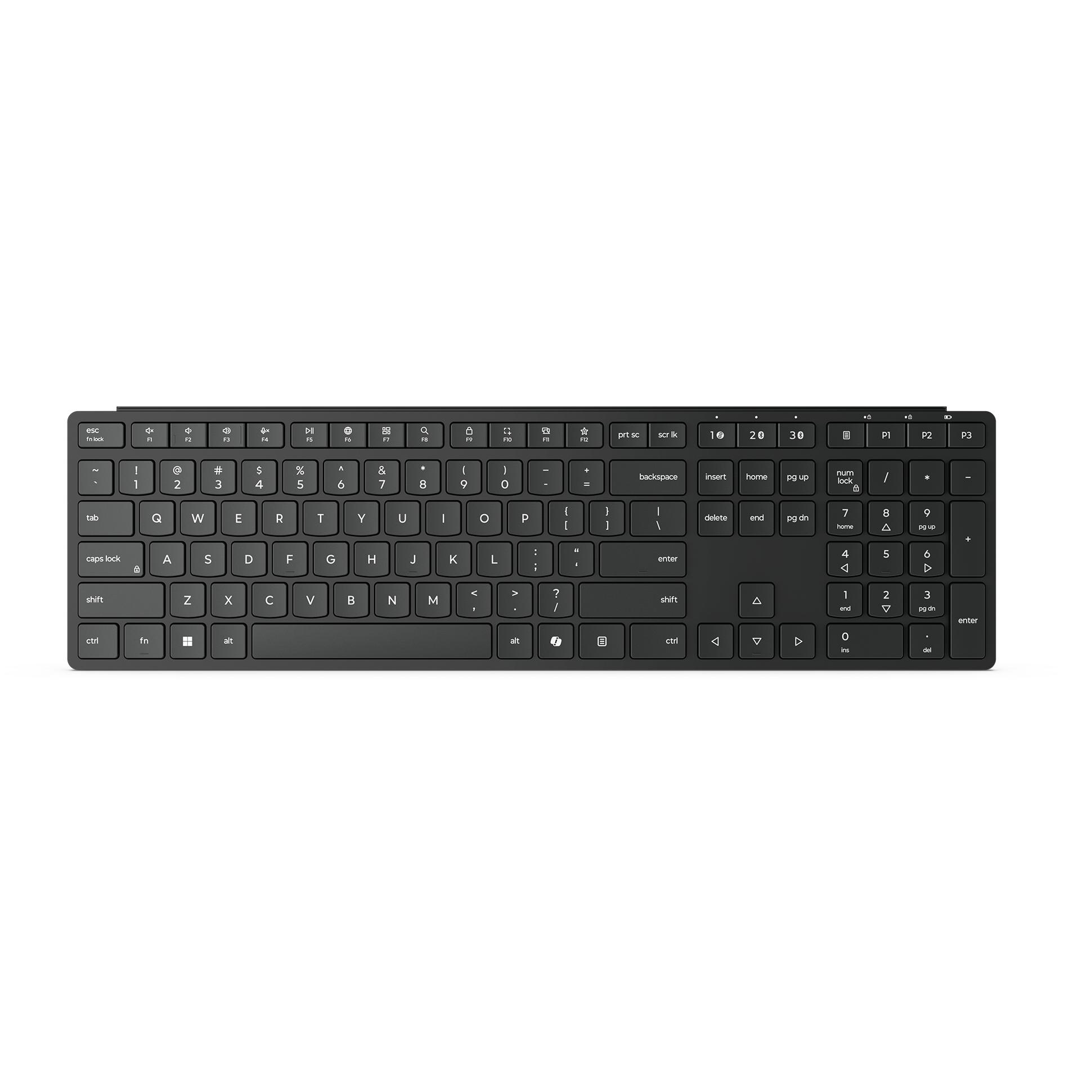 Lenovo Wireless Multi-Mode Pro Keyboard, Wireless (Schweiz, Kabellos), Tastatur, Schwarz