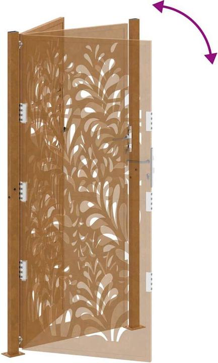 Image du produit vidaXL Portail de jardin 105x205 cm Acier résistant aux intempéries Design ondulé Portail de clôture