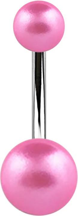 Image du produit Star Piercing Banane argentée avec deux boules de perles roses (sans laiton, Acier chirurgical 316L)
