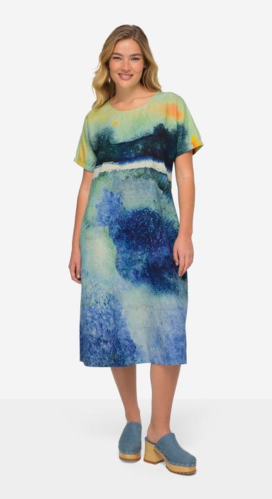 Produktbild Laurasøn Leinenmix-Kleid, A-Line, Landschafts-Print, Rundhals, Halbarm (XL)