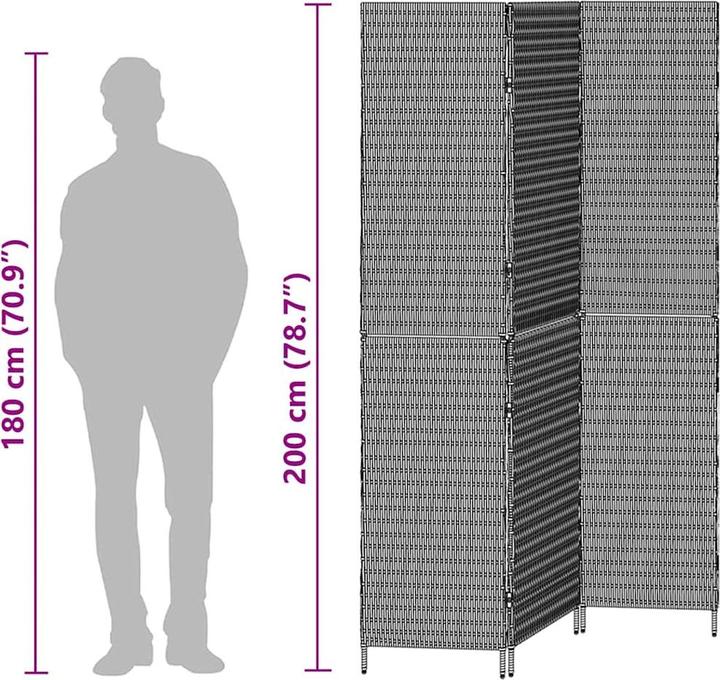 Produktbild vidaXL Raumteiler 3-teilig Faltbar Beige 146x200 cm Poly Rattan