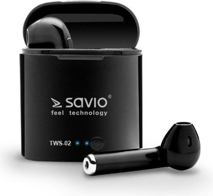 Actual product image Savio TWS-02 Wireless Bluetooth Headphones Black (No noise cancellation, 2 h, Wireless)