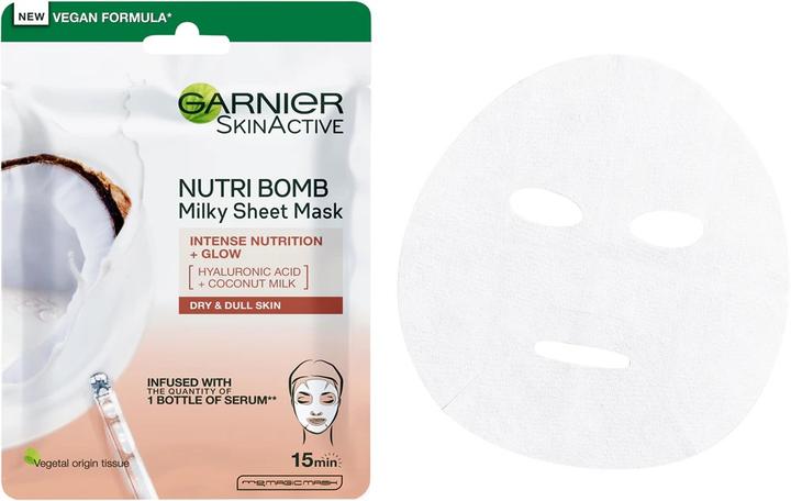 Produktbild Garnier Skin Naturals Milky Tissue Mask - Textile Face Mask With Coconut Milk For Dry Skin (28 g)