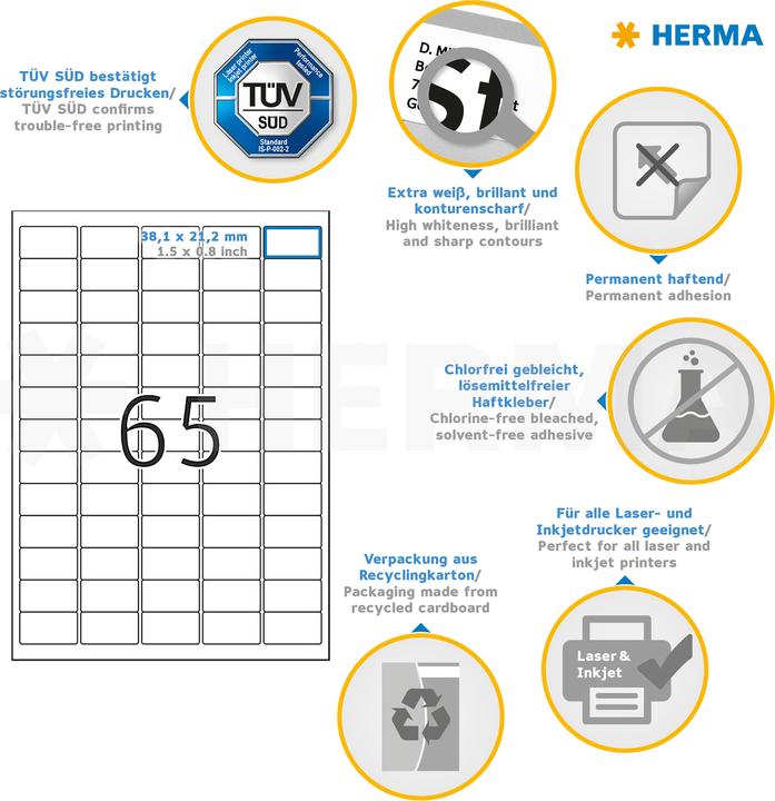 Produktbild HERMA Universal Etiketten A4