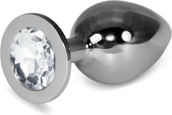 Actual product image Lovetoy Metal Butt Plug RoseBud Classic with Clear Jewel Size L