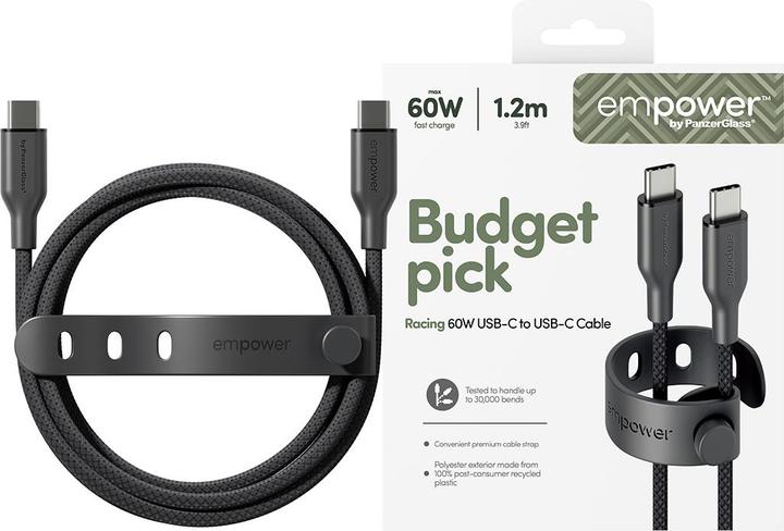 Produktbild PanzerGlass Racing USB-C to USB-C (1.20 m, USB 2.0, 60 W)