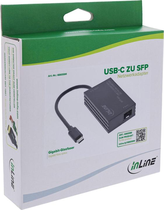 Produktbild InLine USB-C zu SFP Gigabit Fiber Netzwerkadapter (10/100/1000 Mb/s) (USB-C)