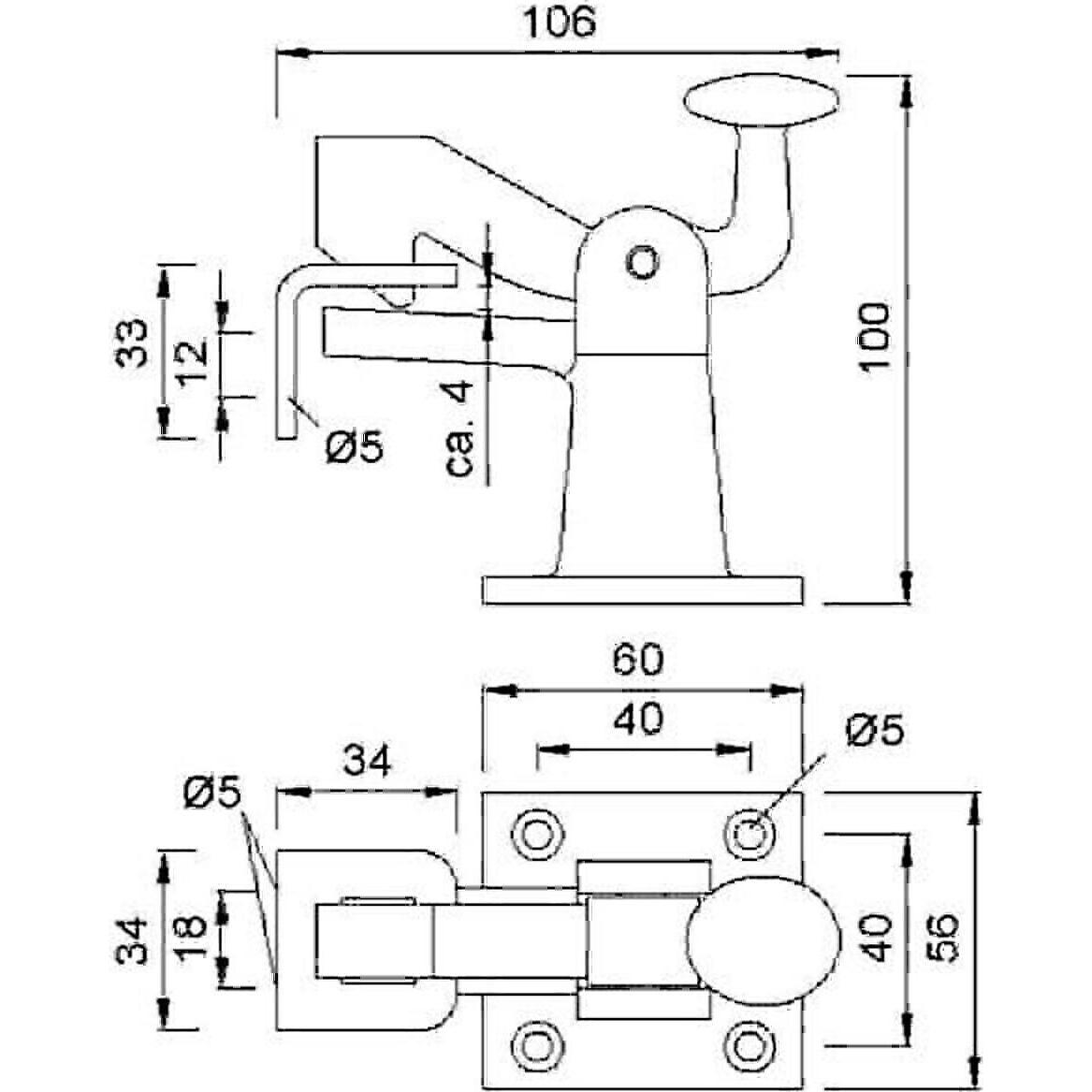 Thumbnail - Kws, Türstopper, Torfeststeller 1307 Temperguss schwarz 106 mm (1 Stück)