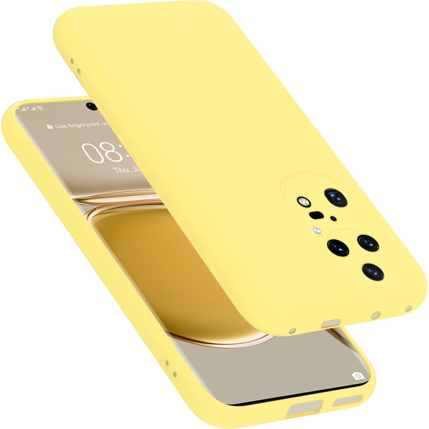 Cadorabo TPU Liquid Silicone Case Hülle für Huawei P50 PRO (Huawei P50 Pro), Smartphone Hülle, Gelb