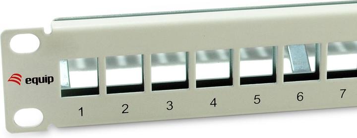 Actual product image equip Patch panel 12x RJ45 Cat6A 10" FTP 1U Premium light grey
