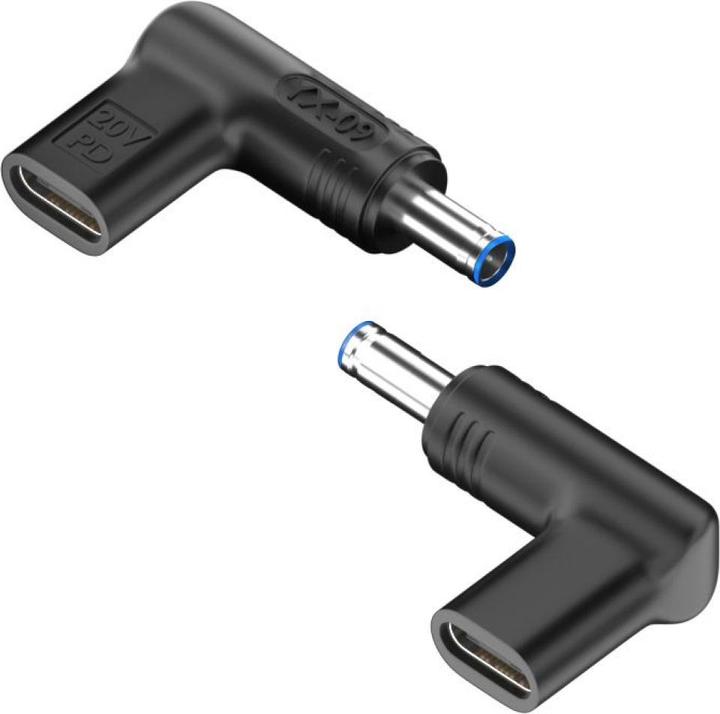 PowerGuard L-Shape USB-C auf DC 4.5 x 3.0 mm HP Ladeadapter PD 20V 100W