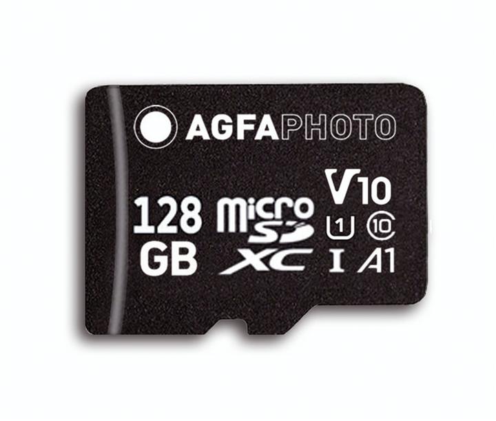 Actual product image AGFAPHOTO MicroSDXC UHS-I 128GB High Speed Class 10 U1 V10 (128 GB, microSDXC, U3, UHS-I)