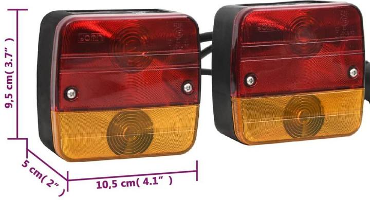 Produktbild VidaXL Anhängerleuchten 2 Stk. Rot 10,5x5x9,5 cm 12V Klassisch