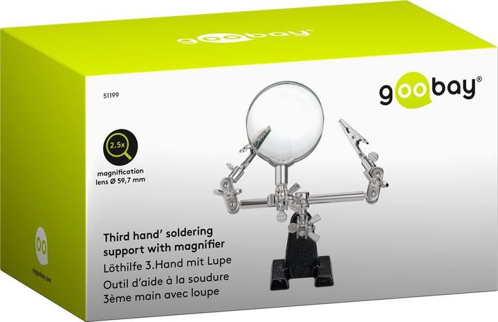 Productafbeelding Goobay Soldeerhulp / Derde hand met vergrootglas 2.5x vergroting (Derde hand)
