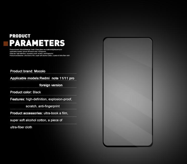 Productafbeelding Mocolo 2,5D Volledig Zelfklevend Glas - Xiaomi Redmi Note 11 Pro / Note 11 Pro Plus Beschermend Glas (1 Stuk, Xiaomi Redmi Note 11 Pro)