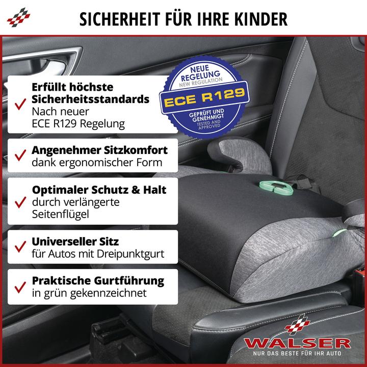 Actual product image Walser Raffi child booster seat, booster seat car ECE R 129 approved black/grey (Booster seat, ECE R129/i-Size Standard)