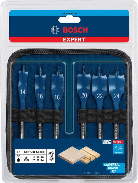 Produktbild Bosch Professional Zubehör EXPERT Self Cut Speed Flachfräsbohrer-Set, 14/16/18/20/22/24 mm, 6-tlg. (24 mm, 20 mm, 14 mm, 16 mm, 22 mm, 18 mm)