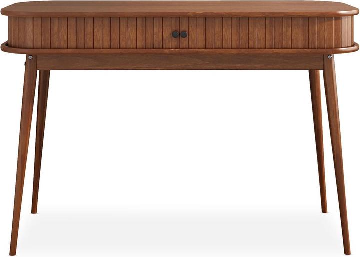 IDIMEX Schreibtisch JARI mit Lamellenoptik aus Massivholz – Eiche farben (113 x 50 x 75 cm)