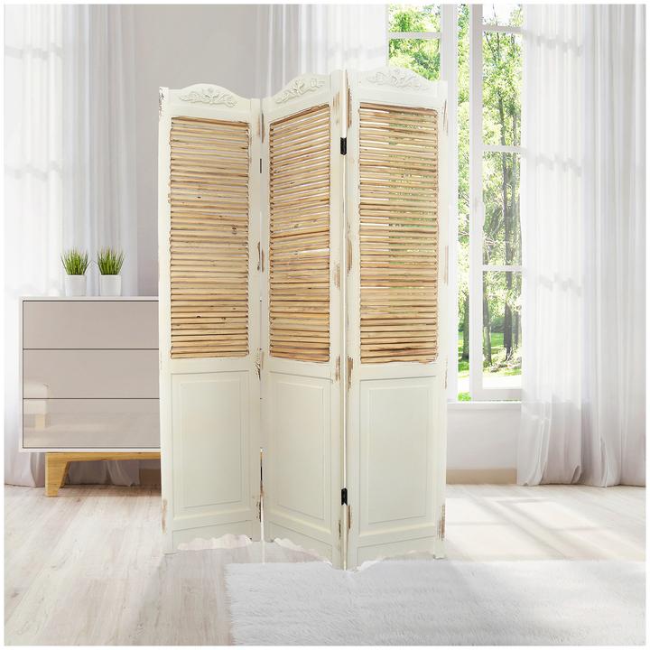 Produktbild HTI-Living Paravent 3-teilig im Shabby Chic Raumteiler im Landhausstil mit Lamellen