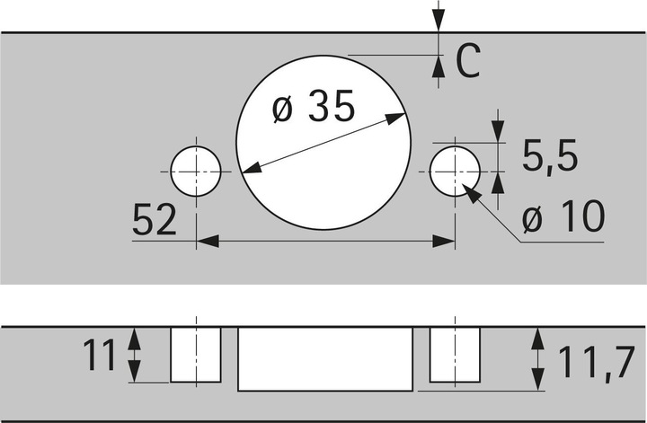 Actual product image Hettich Zero-insertion pot hinges Sensys 8657i, corner and middle hinge