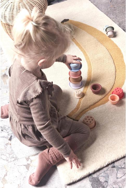 Actual product image OYOY Mini Tawa 7-piece stacking toy, caramel/blue