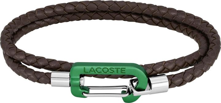Actual product image Lacoste - Brown braided leather bracelet Matt 2040314 (Aluminium, Leather)