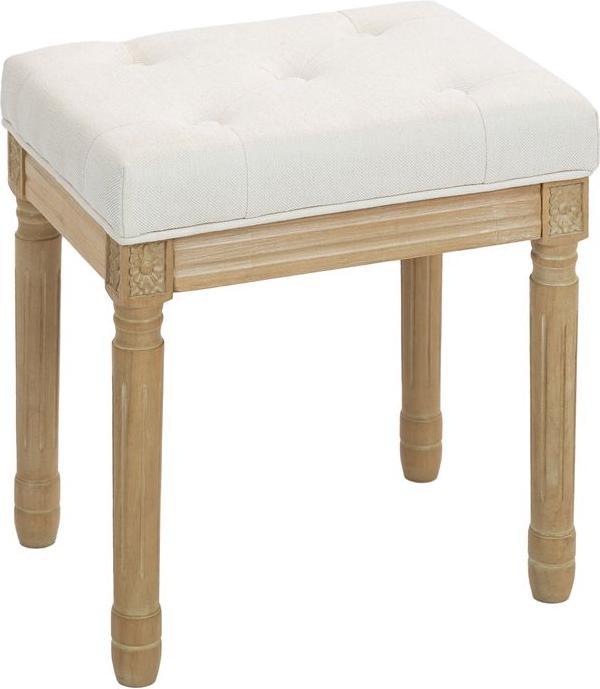 Swisshandel24 Sitzhocker, Leinen, gepolsterter Sitz, Holzbeine, 42x32x46,5cm, Beige