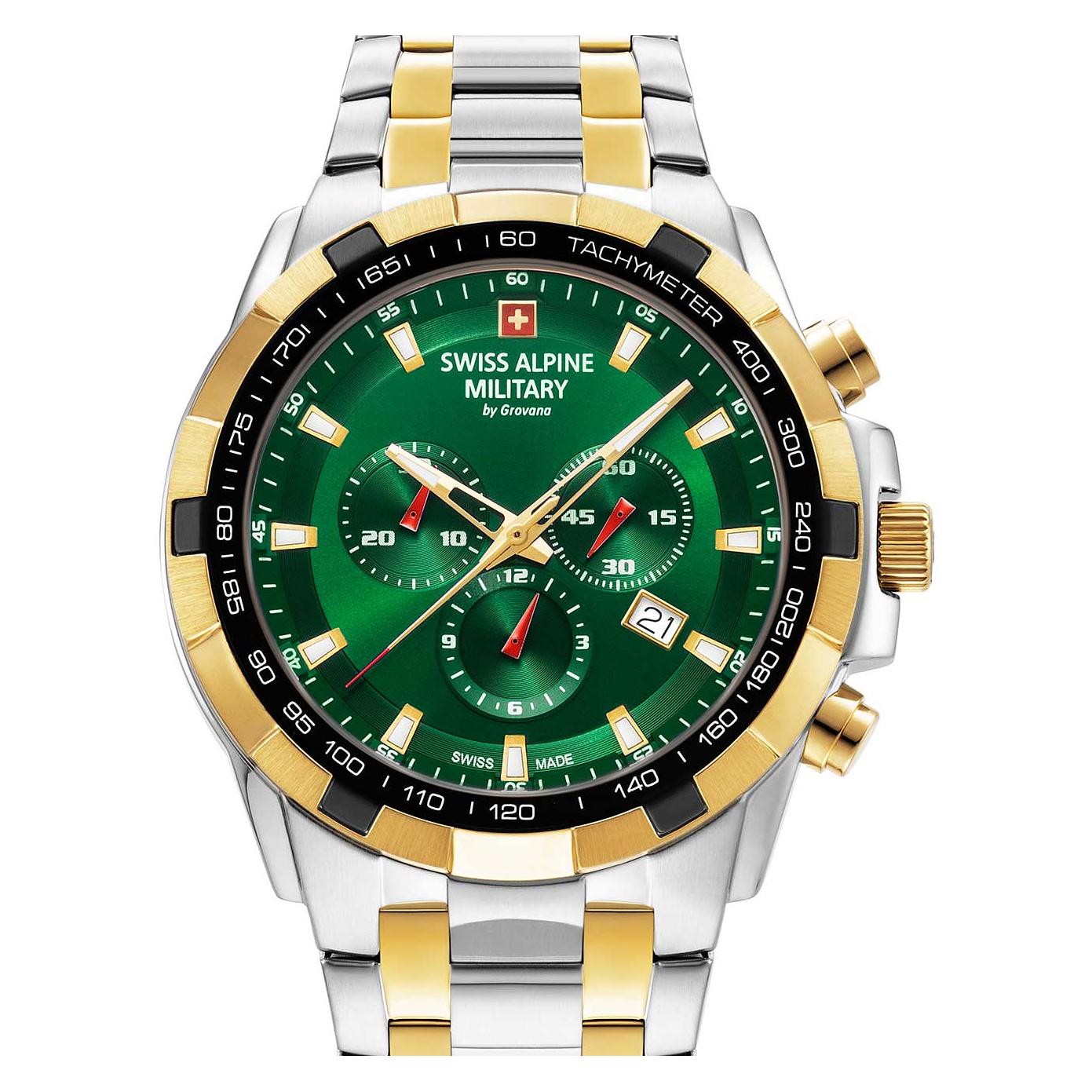 Swiss Alpine Military, Armbanduhr, 7043.9144 Star Fighter, Grün, (Chronograph, 47 mm)