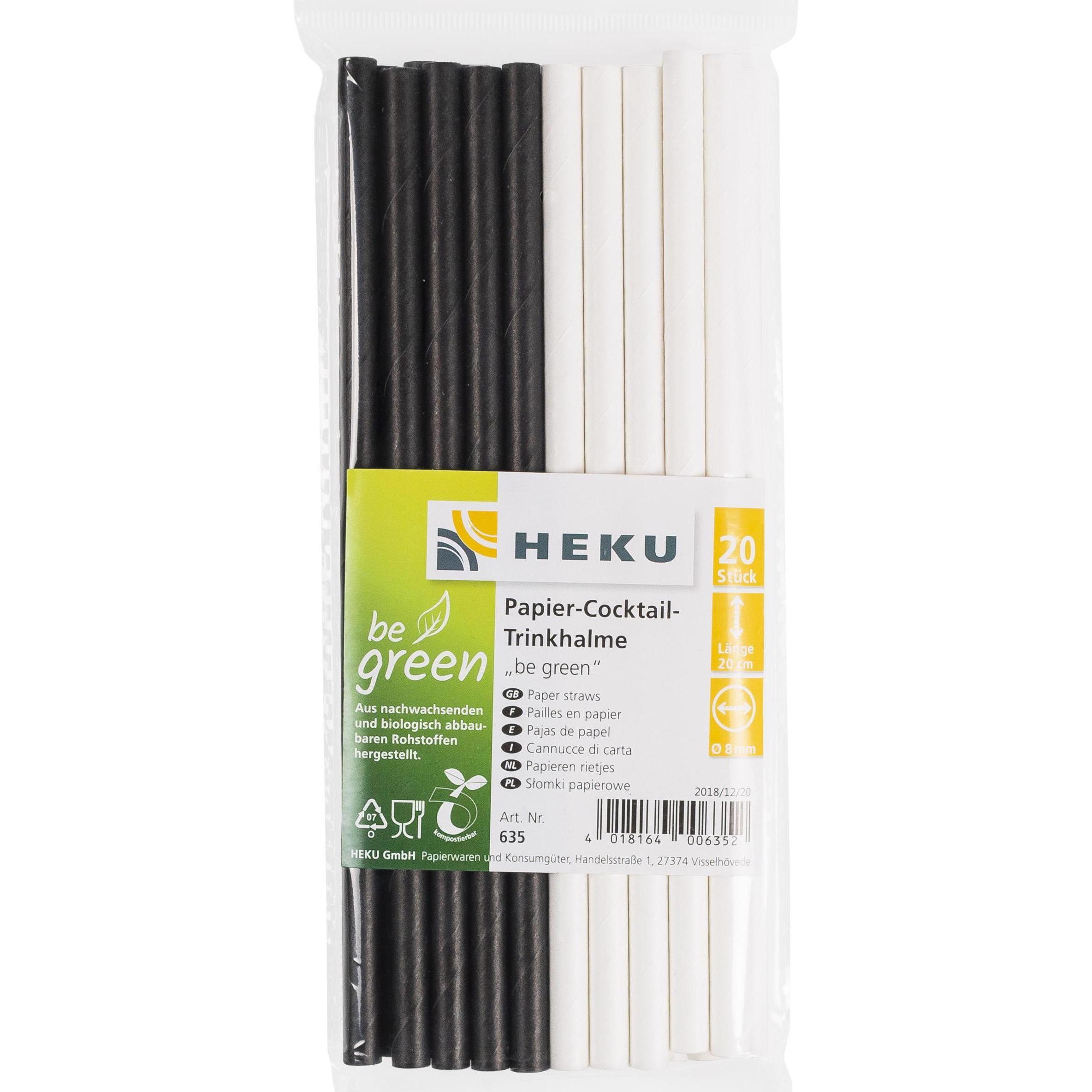 Heku Trinkhalme Be Green, Strohhalm, Schwarz, Weiss