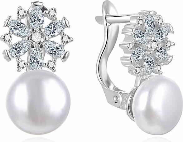 Produktbild Moiss ElegantnÃ­ stÅ™Ã­brnÃ© nÃ¡uÅ¡nice s perlami a zirkony E0002566