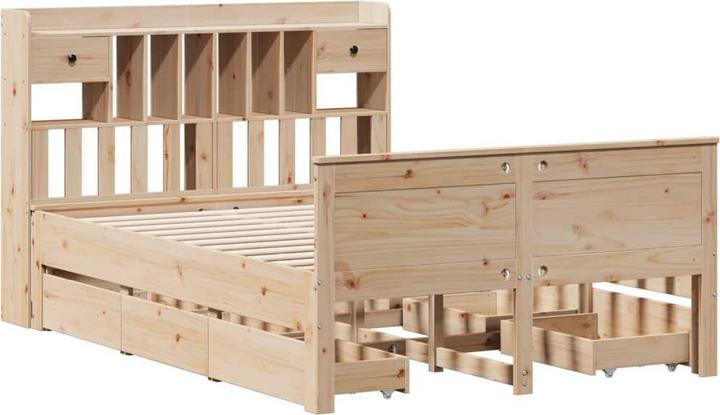 Actual product image vidaXL Solid wood bed Wooden bed Double bed Bed frame White 150x200cm Pine (150 x 200 cm)