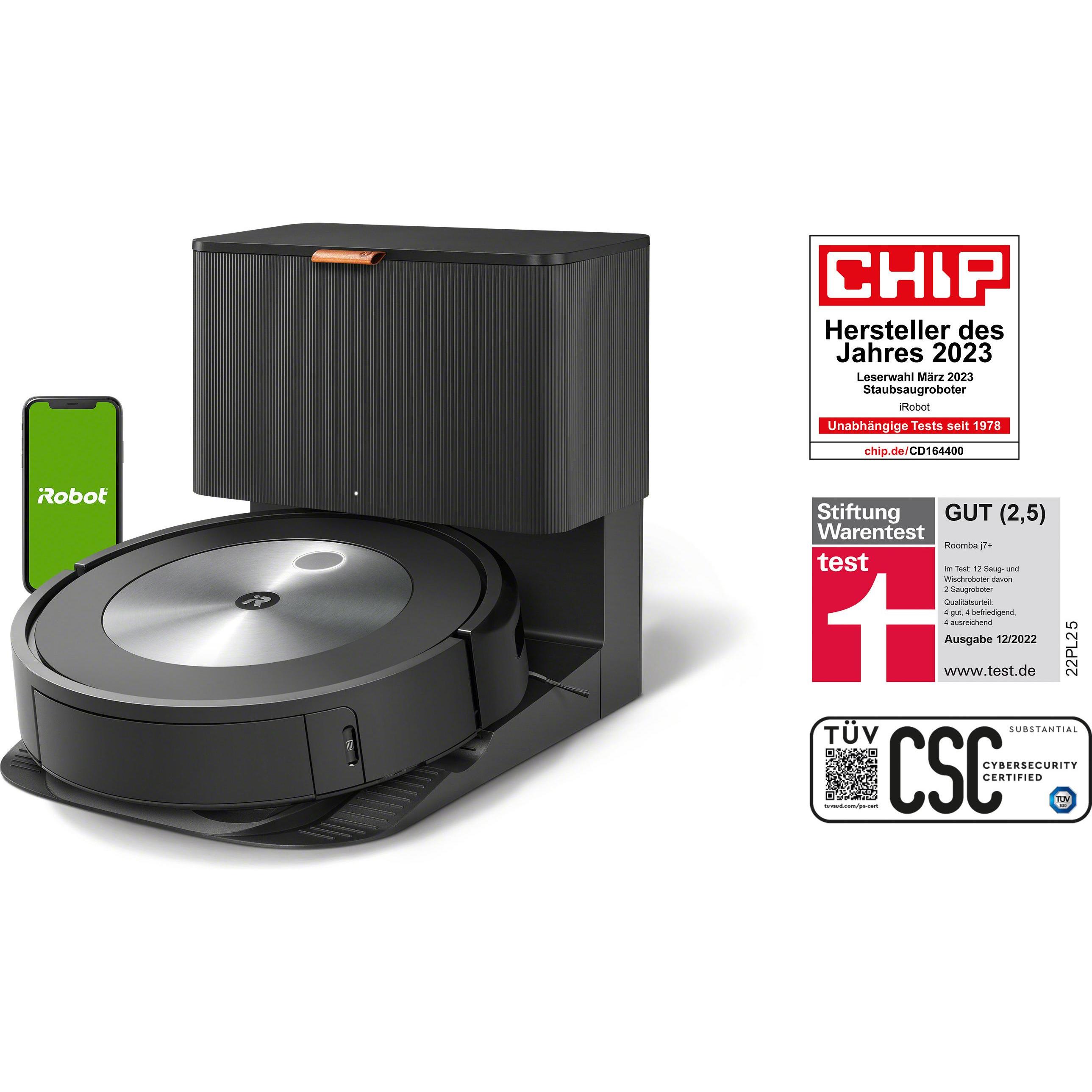 iRobot Roomba j7+, Staubsauger Roboter, Schwarz