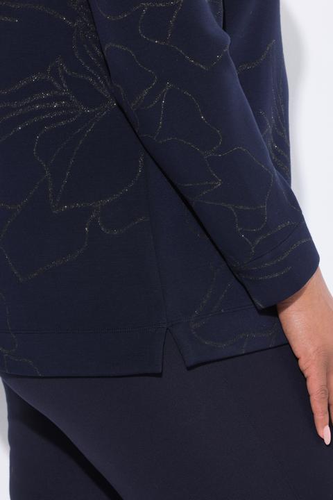 Produktbild Ulla Popken Sweatshirt, Glitzer-Blüten, Stehkragen, Modalmix (42, 44)