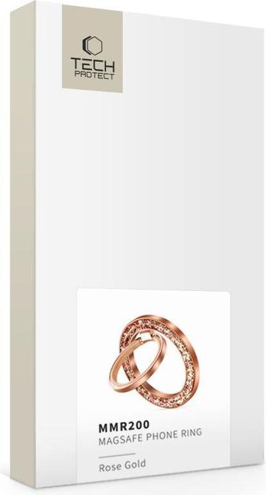 Actual product image Tech-Protect MMR200 magnetic holder / ring with MagSafe - pink with crystals
