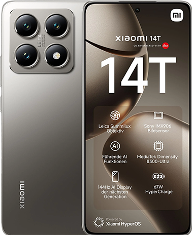 Xiaomi 14T (256 GB, Titan Grey, 6.65", Dual SIM, 50 Mpx, 5G)