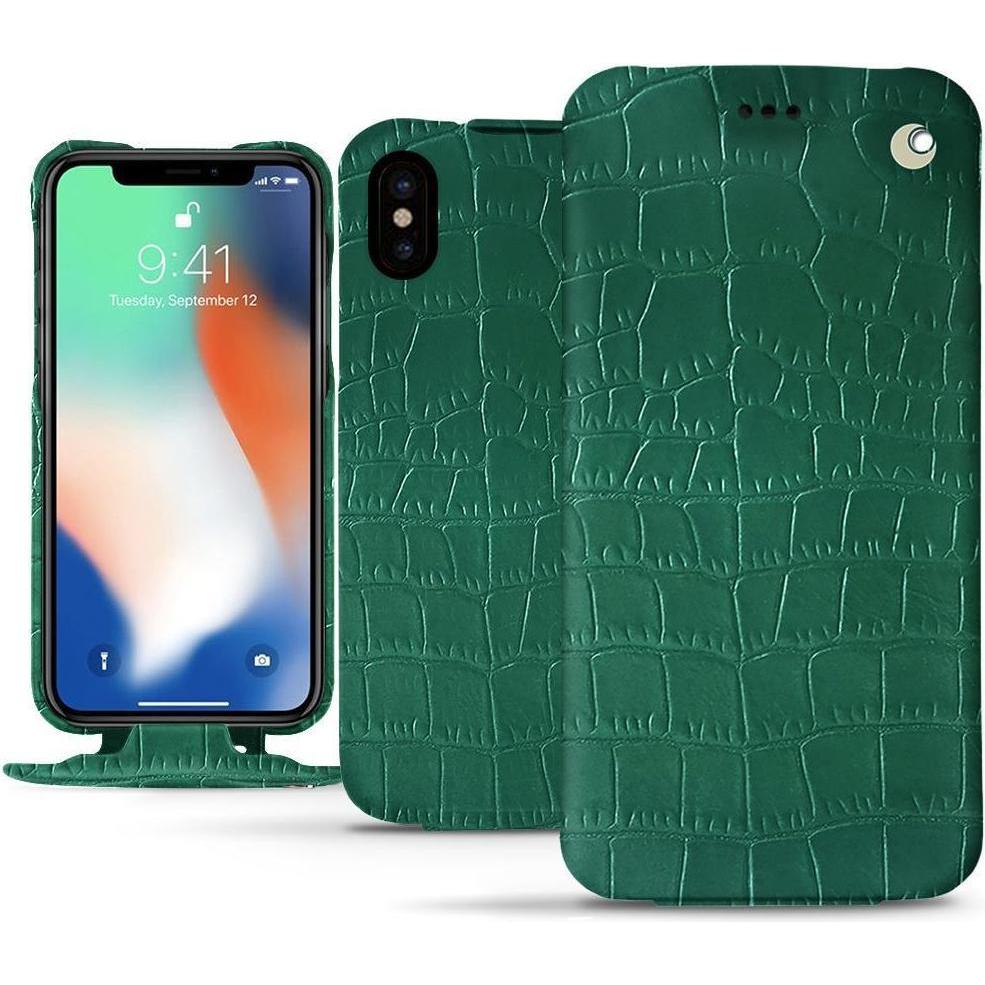 Thumbnail - Noreve Lederschutzhülle vertikal (Apple iPhone XS Max), Smartphone Hülle, Grün