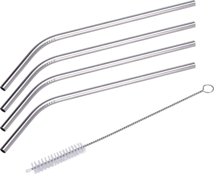 Produktbild Excellent Houseware 2er-Set Edelstahl-Trinkhalme mit ReinigungsbÃ¼rste, 8er Set, 21,5 cm (8x)