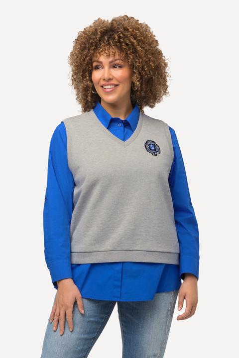 Immagine prodotto Ulla Popken Gilet smanicato di felpa con scollo a V e applicazione in stile college (58)