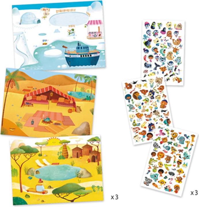 Actual product image Djeco Abziehbilder Savanne, Wüste, Nordpol (90 Sticker)