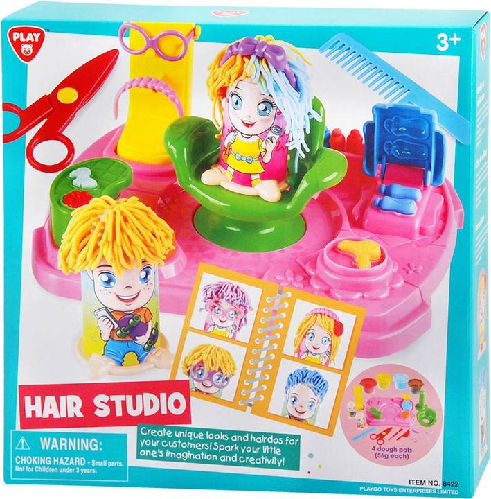 Play Kit d'argile pour studio de coiffure, 4 pots en argile