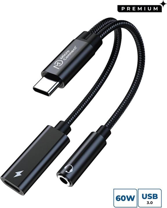 MicroConnect USB-C to USB-C PD and Audio (USB-C, 3.5mm Klinke, USB-C)